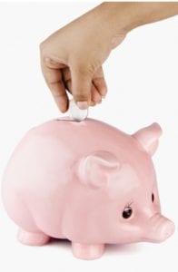 Money saving in piggy bank