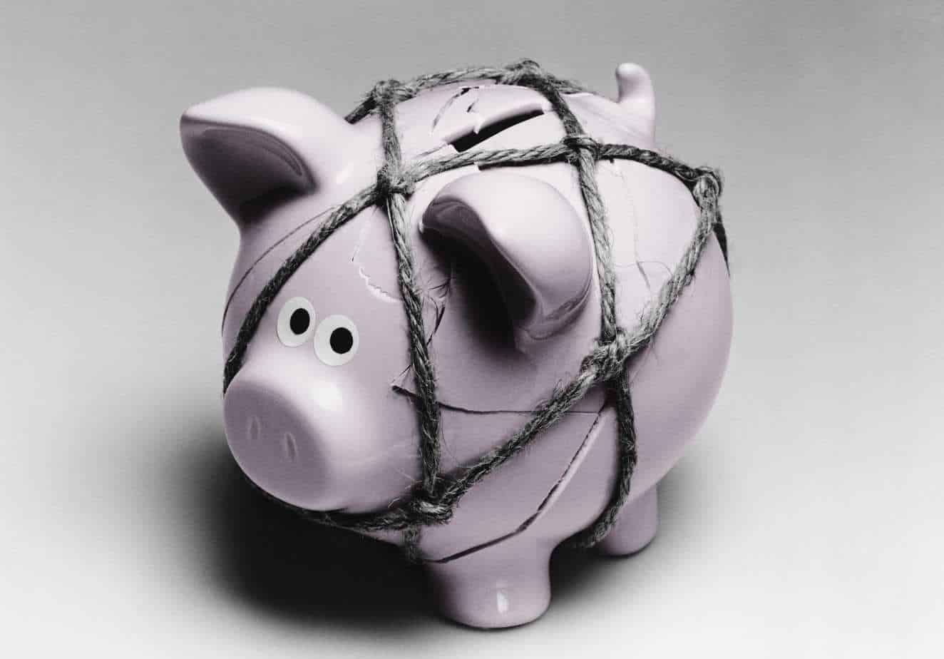 Piggy bank tied up