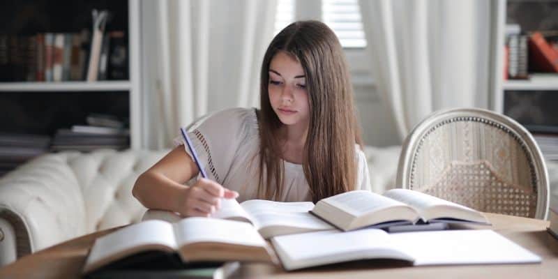 Teenage girl studying